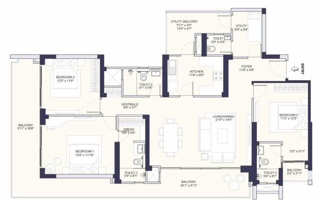 3 BHK Flat in Sector 80, Gurgaon