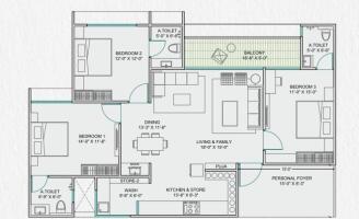 3 BHK Flat in Shela, Ahmedabad