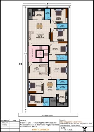 3 BHK Flat in Officers Colony, Adambakkam, Chennai