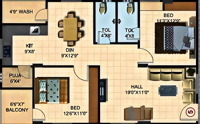 2 BHK Flat in Pragathi Nagar, Hyderabad