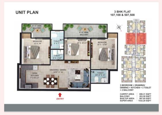 3 BHK Flat in GMS Road , Dehradun