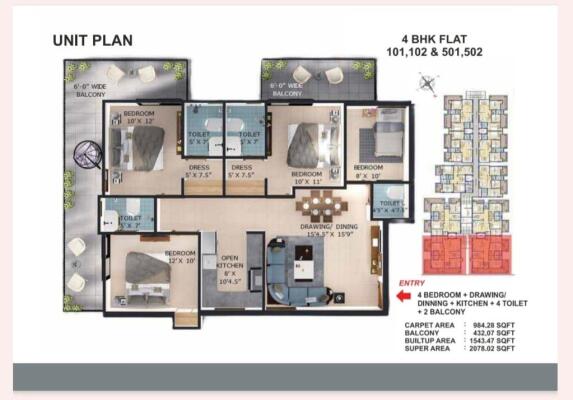 3 BHK Flat in GMS Road , Dehradun