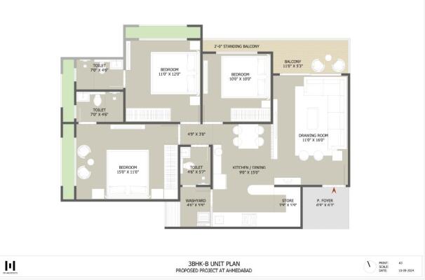 3 BHK Flat in Shela, Ahmedabad