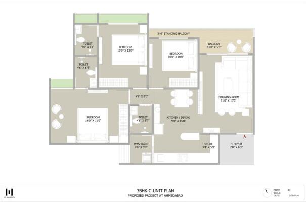 3 BHK Flat in Shela, Ahmedabad
