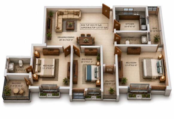 3 BHK Flat in Ashok Vihar Colony Phase – 2, Varanasi
