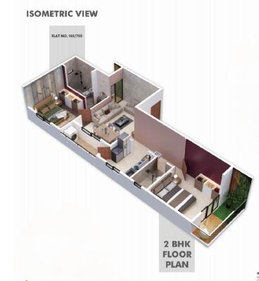 2 BHK Flat in Zingabai Takli, Nagpur